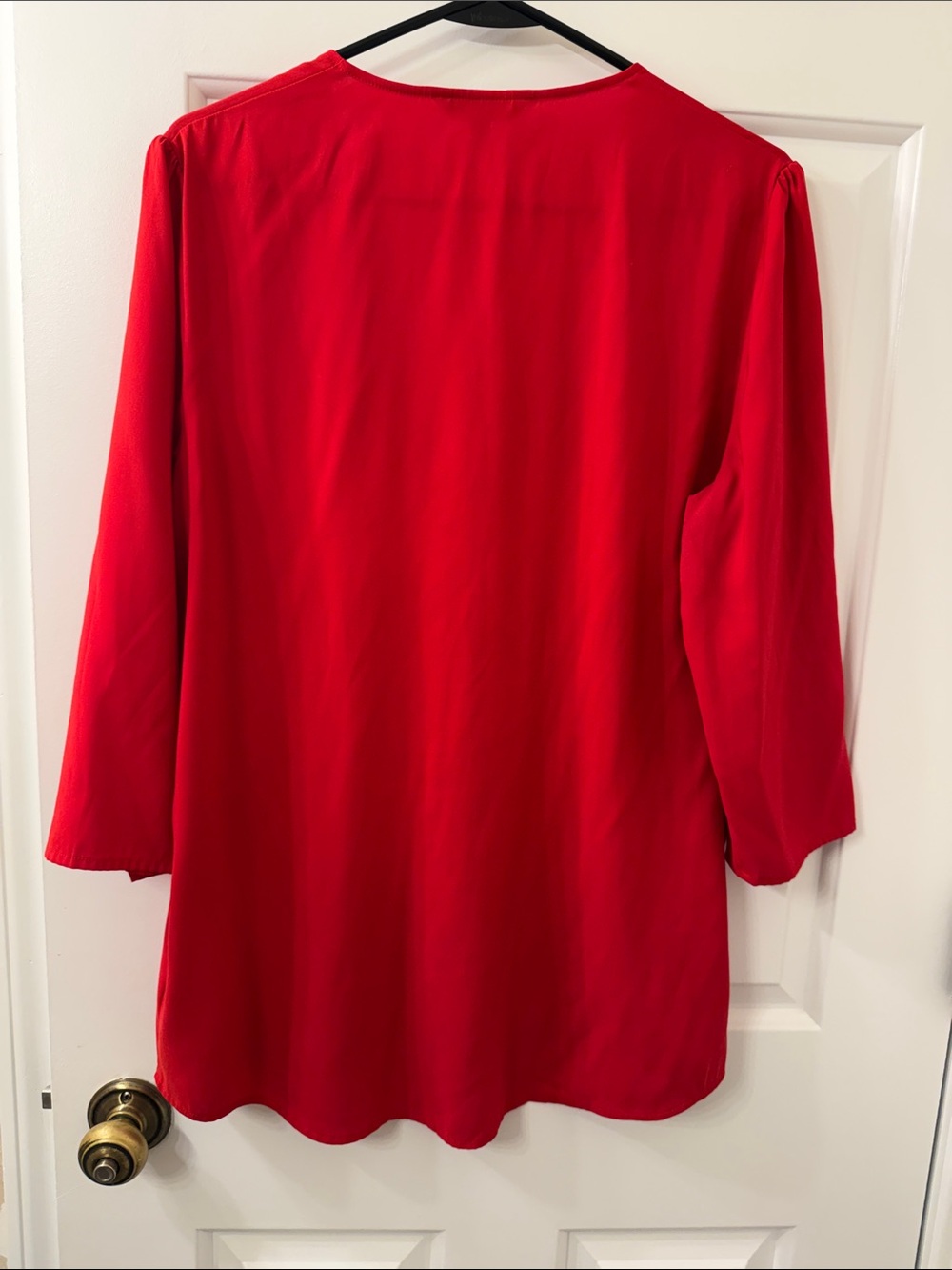 Express Red V-Neck Zip-Front Tunic - Picture 3 of 3